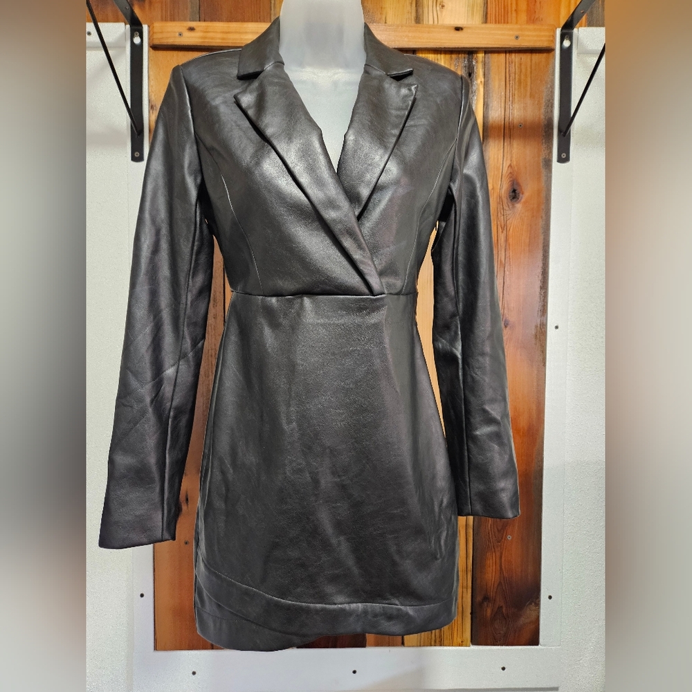 Express Black Leather Dress Classic Elegance